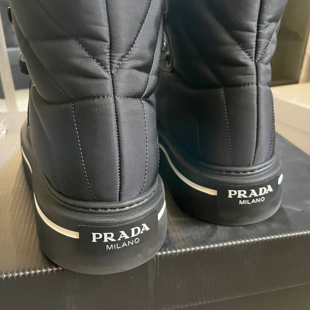Prada Hi Top Nylon Boot leather Trainers - Picture 4 of 5